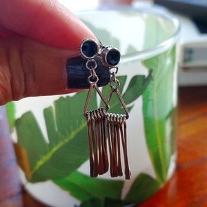 Sterling Silver & Onxy Drop Earrings